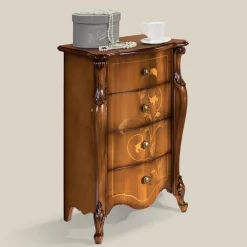 Viadurini Classic Kommoden-Klassischer Nachttisch aus eingelegtem Holz 4 Schubladen Made in Italy - Ottaviano