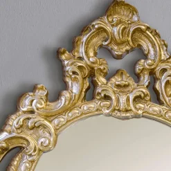 Viadurini Classic Wandspiegel-Klassischer ovaler Spiegel aus Blattgold und Blattsilber Made in Italy - Vanessa