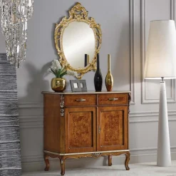 Viadurini Classic Wandspiegel-Klassischer ovaler Spiegel aus Blattgold und Blattsilber Made in Italy - Vanessa