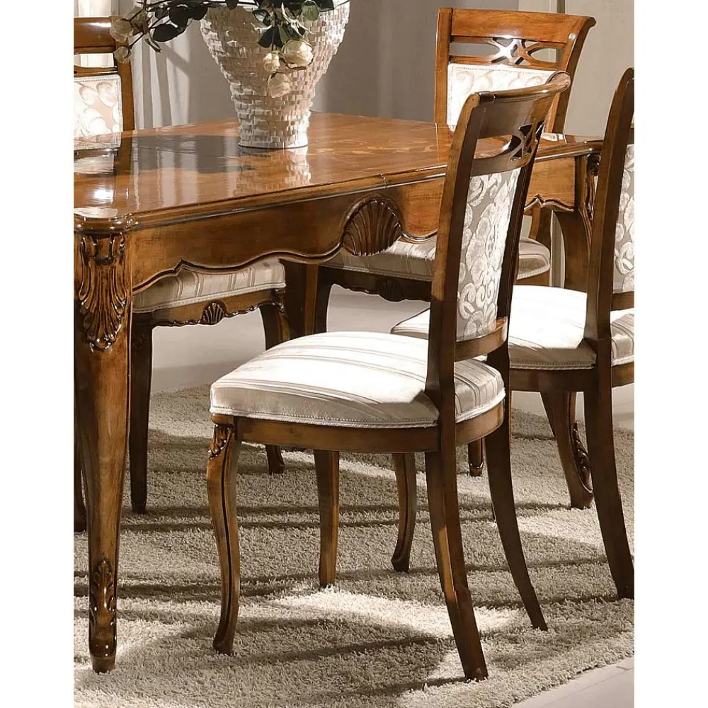 Viadurini Classic Klassische Stühle-Klassischer Polsterstuhl aus Nussbaum oder weißem Holz Made in Italy - Caligola