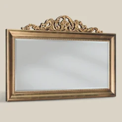 Viadurini Classic Wandspiegel-Klassischer rechteckiger Spiegel aus Blattgoldholz Made in Italy - Ibiscos