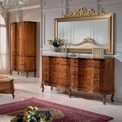 Viadurini Classic Wandspiegel-Klassischer rechteckiger Spiegel aus Blattgoldholz Made in Italy - Ibiscos