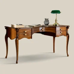 Viadurini Classic Design Schreibtische-Klassischer Schreibtisch 5 Schubladen aus Holz und Kunstleder Made in Italy - Commodo