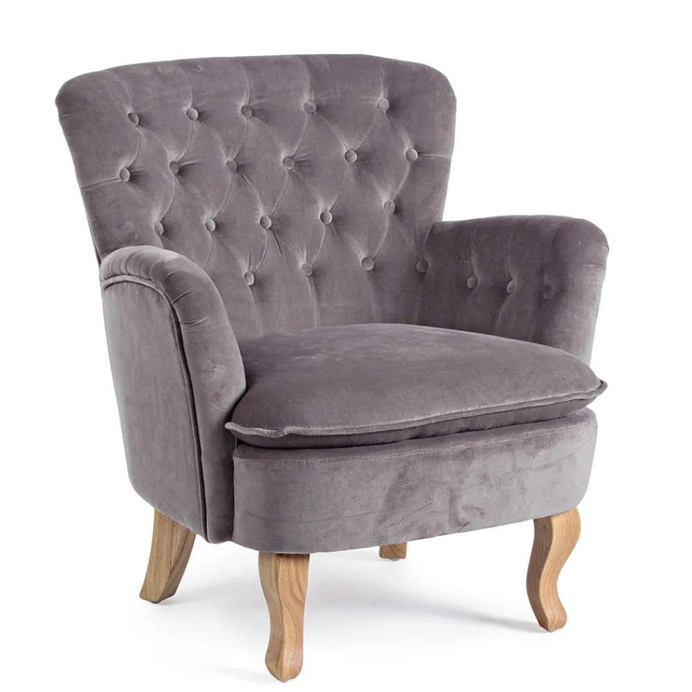 Viadurini Living Klassische Sessel-Klassischer Sessel aus Holz und gepolstertem Sitz aus gesteppter Baumwolle - Monny