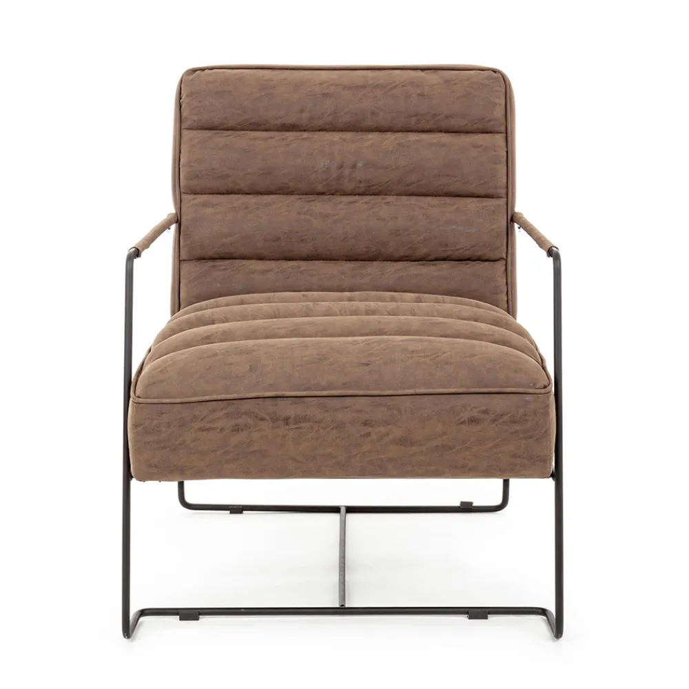 Viadurini Living Klassische Sessel-Klassischer Sessel aus Stahl und Kunstleder Braun oder Schwarz Design - Kendy