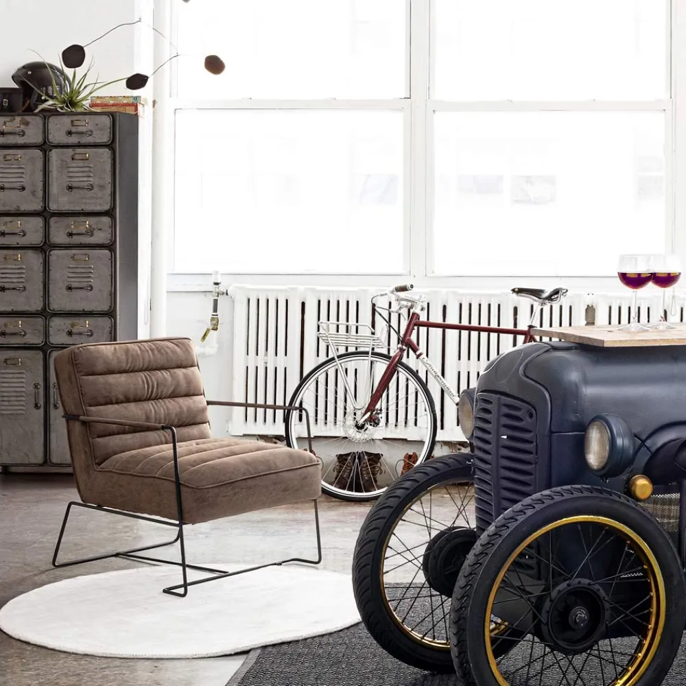 Viadurini Living Klassische Sessel-Klassischer Sessel aus Stahl und Kunstleder Braun oder Schwarz Design - Kendy