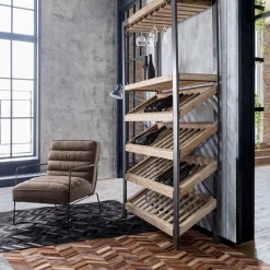 Viadurini Living Klassische Sessel-Klassischer Sessel aus Stahl und Kunstleder Braun oder Schwarz Design - Kendy