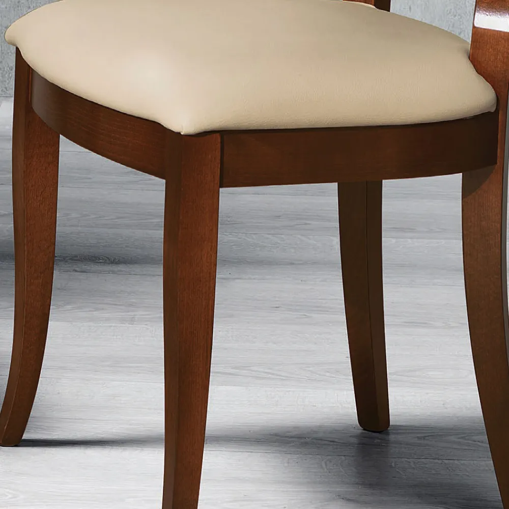 Viadurini Living Klassische Stühle-Klassischer Stuhl aus Buchenholz mit verzierter Rückenlehne und Kunstleder - Milissa