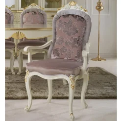 Viadurini Classic Klassische Stühle-Klassischer Stuhl Weißes Holz und gepolsterter Stoff Made in Italy - Barock