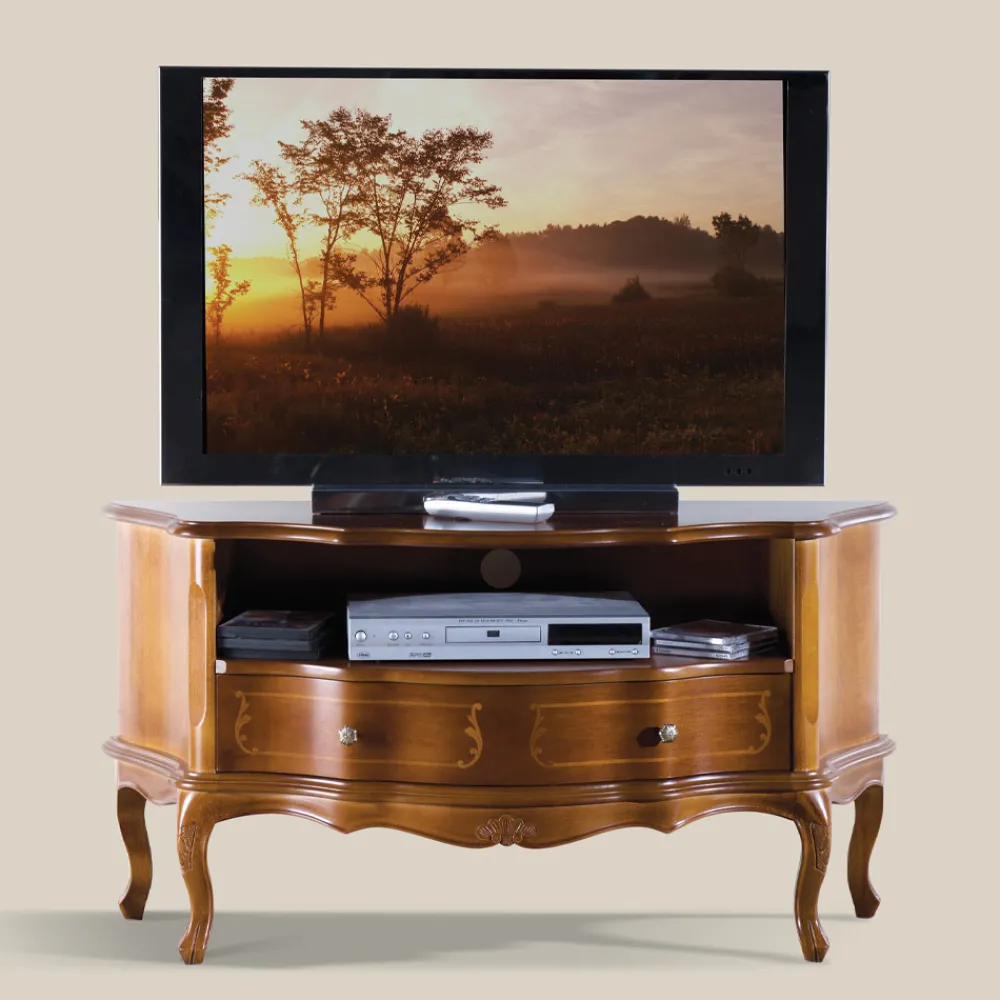 Viadurini Classic Tv-Möbel-Klassischer TV-Schrank aus Walnussholz mit Intarsien Made in Italy - Leonor