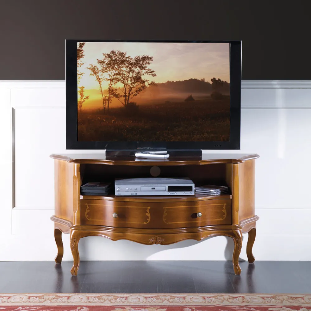 Viadurini Classic Tv-Möbel-Klassischer TV-Schrank aus Walnussholz mit Intarsien Made in Italy - Leonor