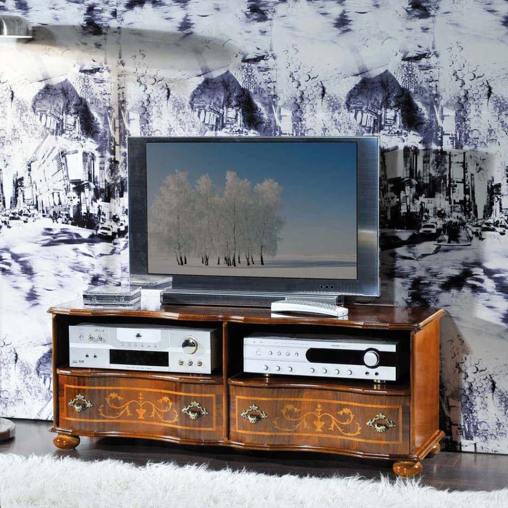 Viadurini Classic Tv-Möbel-Klassischer TV-Ständer aus luxuriösem Walnussholz Made in Italy - Prince