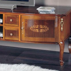 Viadurini Classic Tv-Möbel-Klassischer TV-Ständer aus Holz mit Intarsien Made in Italy - Katerine