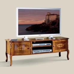 Viadurini Classic Tv-Möbel-Klassischer TV-Ständer aus Holz mit Intarsien Made in Italy - Katerine