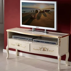 Viadurini Classic Tv-Möbel-Klassischer TV-Ständer aus weißem Holz und Nussbaum Made in Italy - Katerine