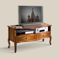 Viadurini Classic Tv-Möbel-Klassischer TV-Ständer aus weißem Holz und Nussbaum Made in Italy - Katerine