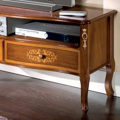 Viadurini Classic Tv-Möbel-Klassischer TV-Ständer aus weißem Holz und Nussbaum Made in Italy - Katerine