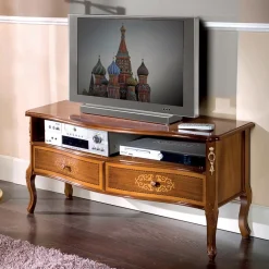 Viadurini Classic Tv-Möbel-Klassischer TV-Ständer aus weißem Holz und Nussbaum Made in Italy - Katerine