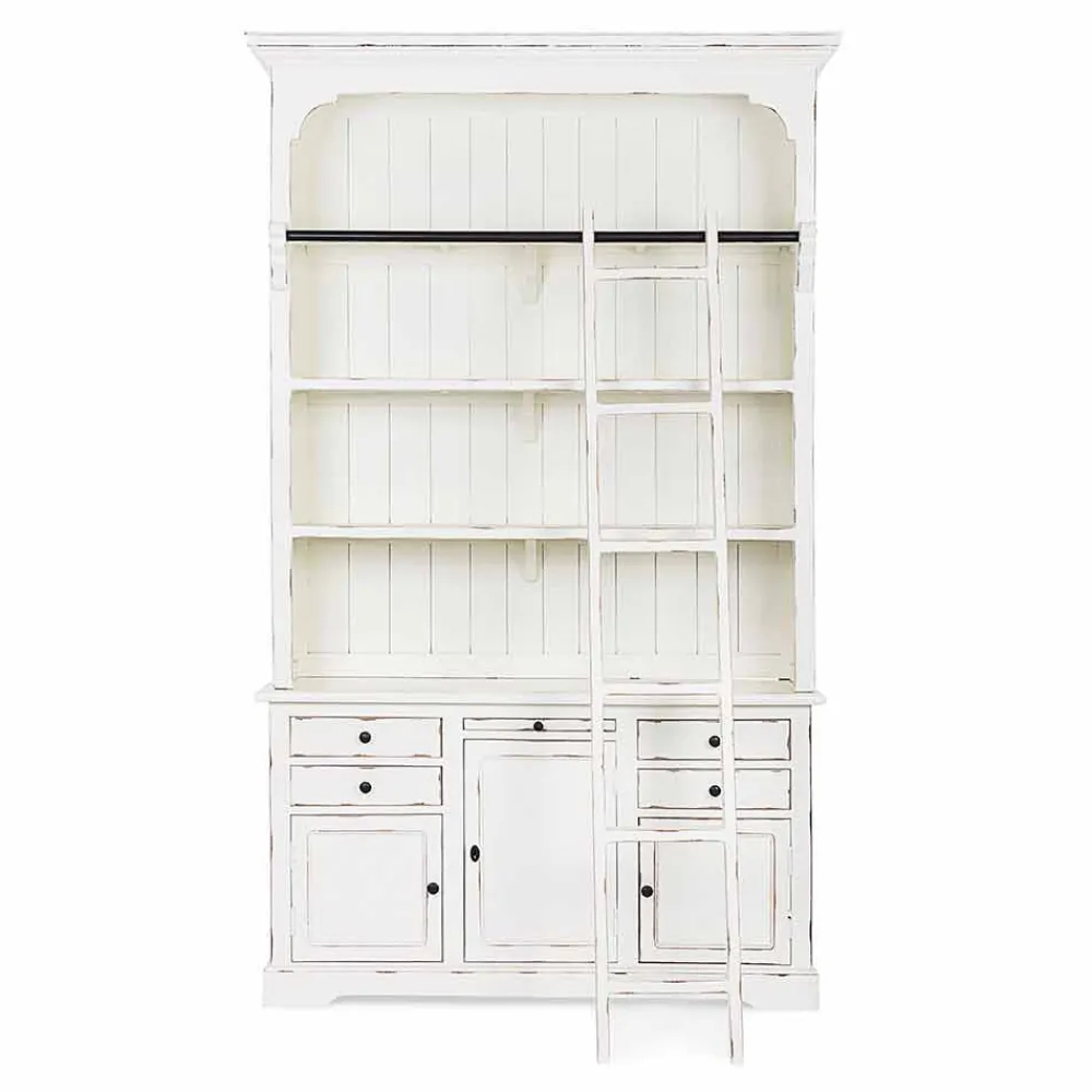 Viadurini Living Moderne Design Bücherregale-Klassisches Design Holz Bücherregal mit Homemotion dekorative Leiter - Zeder