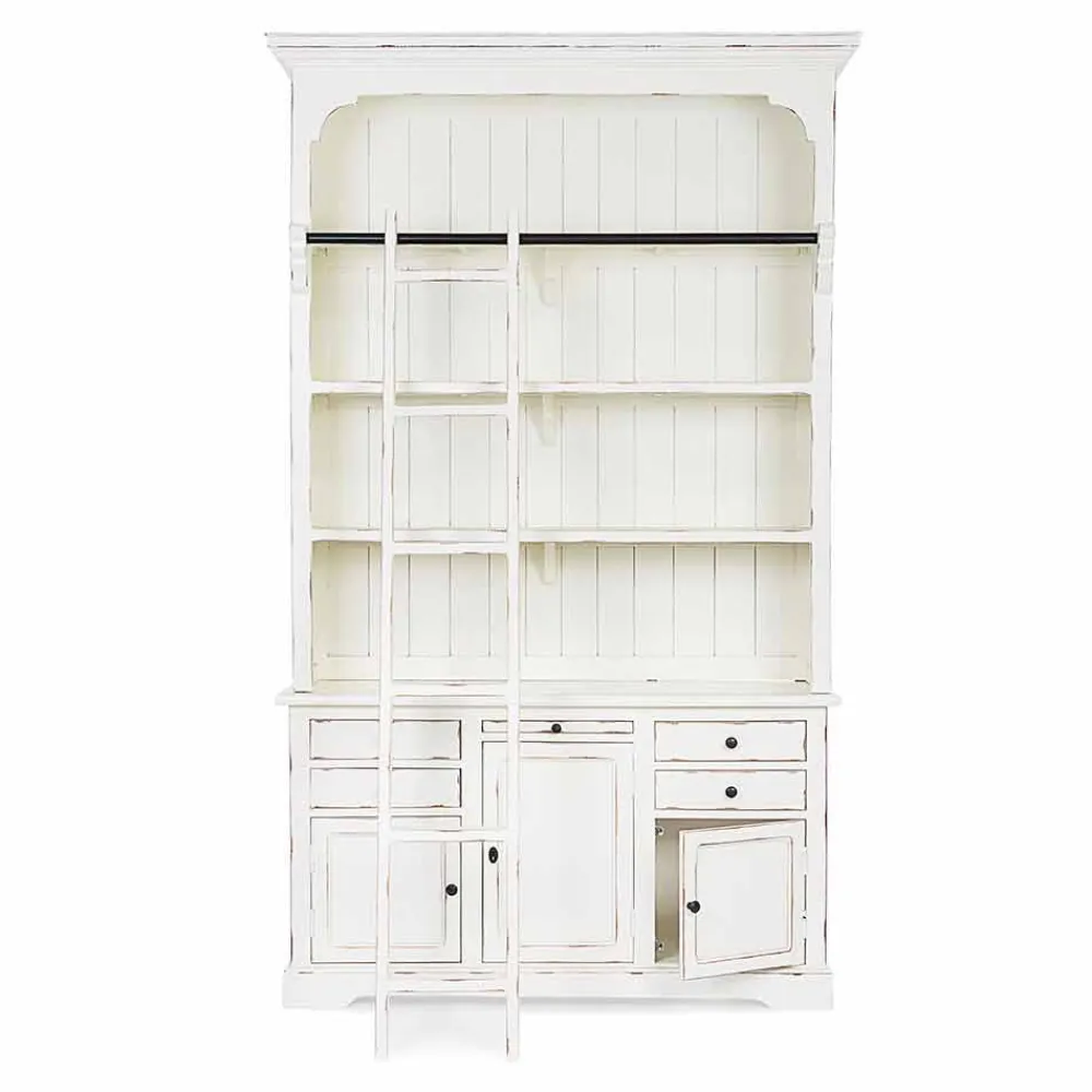 Viadurini Living Moderne Design Bücherregale-Klassisches Design Holz Bücherregal mit Homemotion dekorative Leiter - Zeder