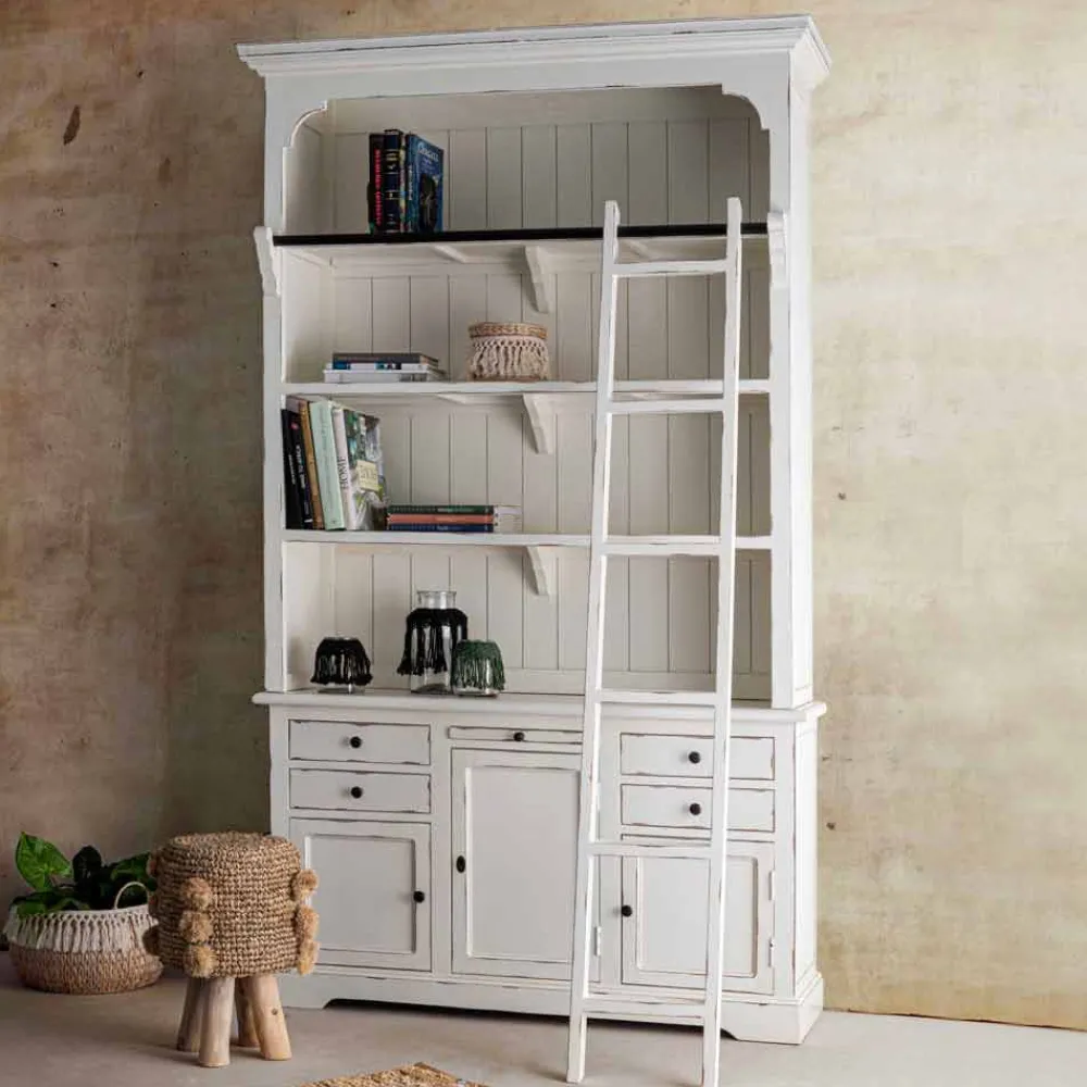 Viadurini Living Moderne Design Bücherregale-Klassisches Design Holz Bücherregal mit Homemotion dekorative Leiter - Zeder