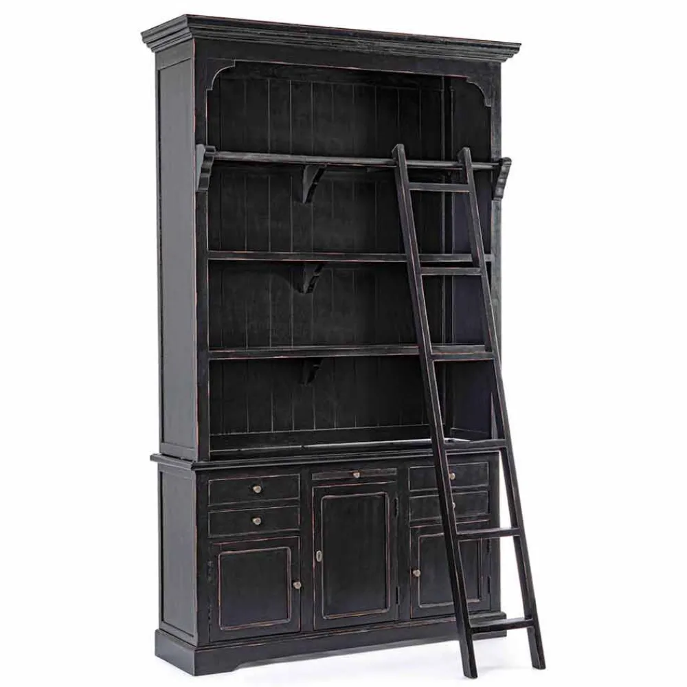 Viadurini Living Moderne Design Bücherregale-Klassisches Design Holz Bücherregal mit Homemotion dekorative Leiter - Zeder