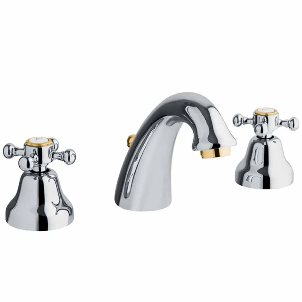 Viadurini Taps Waschbeckenarmaturen-Klassisches Design 3-Loch-Waschtischmischer aus Messing Made in Italy - Lisca