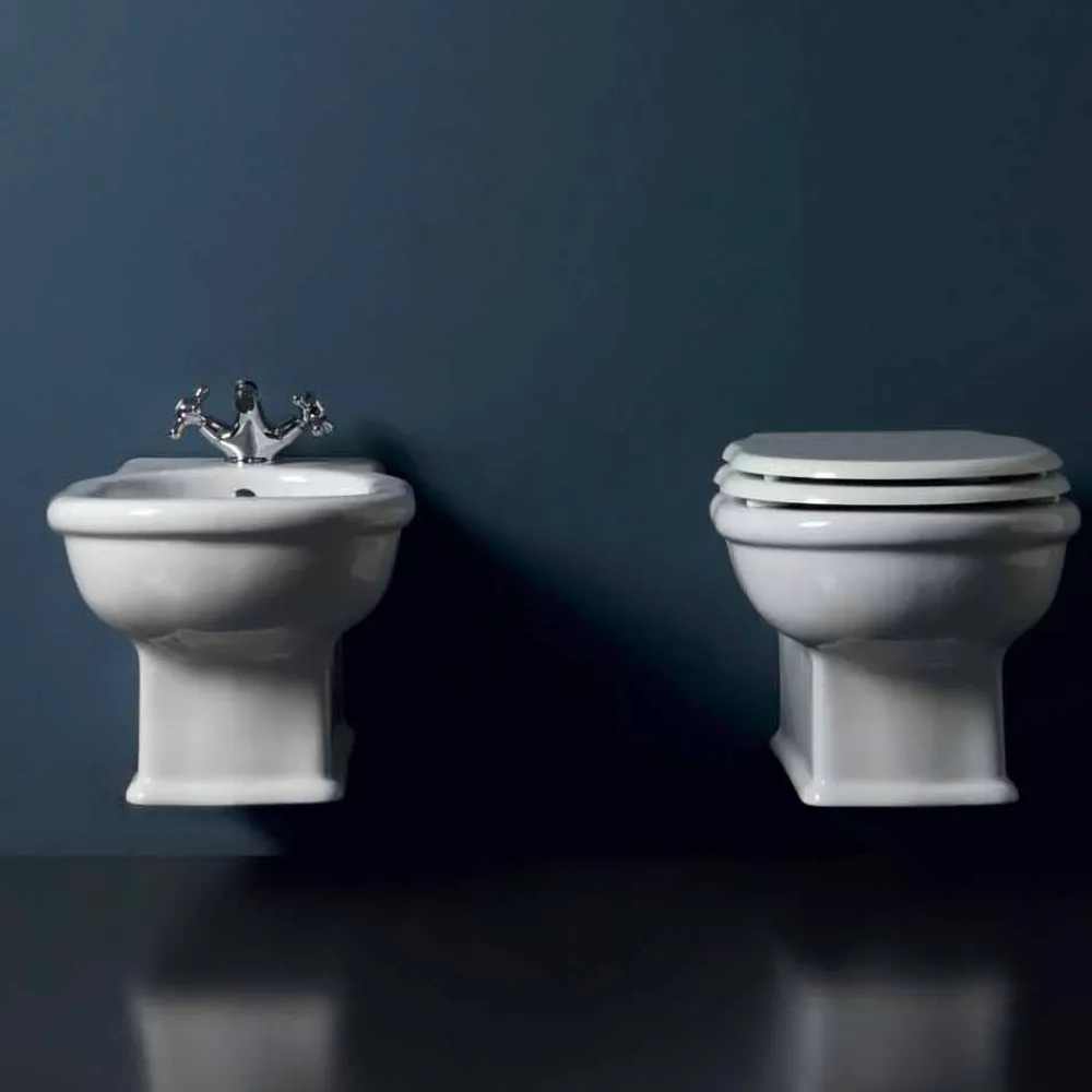 Viadurini Bathroom Bidet-Klassisches hängendes Bidet, weiße Keramik Style 54x36 made in Italy