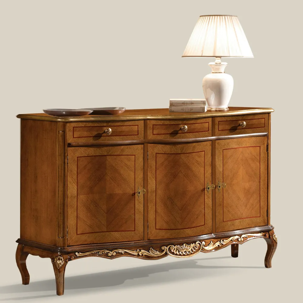 Viadurini Classic Anrichte-Klassisches Indoor-Sideboard aus Weiß- oder Walnussholz, hergestellt in Italien – Chantilly