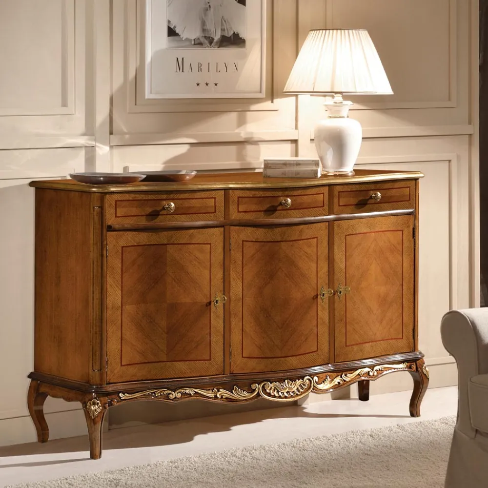 Viadurini Classic Anrichte-Klassisches Indoor-Sideboard aus Weiß- oder Walnussholz, hergestellt in Italien – Chantilly