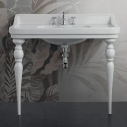 Viadurini Bathroom Keramikwaschbecken-Klassisches Konsolenwaschbecken aus Keramik L 104 cm Made in Italy - Wollie