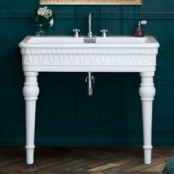 Viadurini Bathroom Keramikwaschbecken-Klassisches Konsolenwaschbecken aus handgefertigter Keramik L 100 cm - Areta