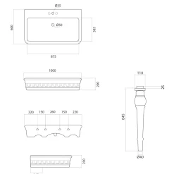 Viadurini Bathroom Keramikwaschbecken-Klassisches Konsolenwaschbecken aus handgefertigter Keramik L 100 cm - Areta