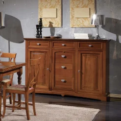 Viadurini Classic Anrichte-Klassisches Sideboard aus Tanganjikaholz mit 6 Schubladen und 2 Türen, hergestellt in Italien – Bragi