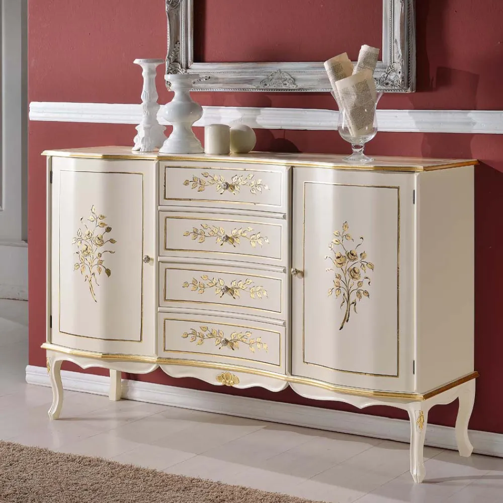 Viadurini Classic Anrichte-Klassisches Sideboard aus Holz mit 2 Türen und 4 Schubladen Made in Italy - Windsor