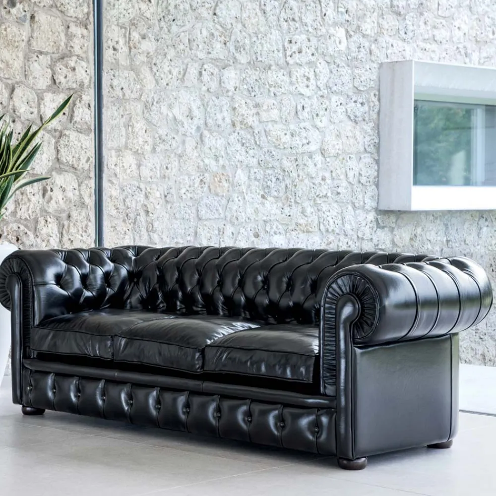 Viadurini Living Moderne Sofas-Klassisches Sofa mit Zwiebelfüßen aus Buchenholz Made in Italy - Spassoso