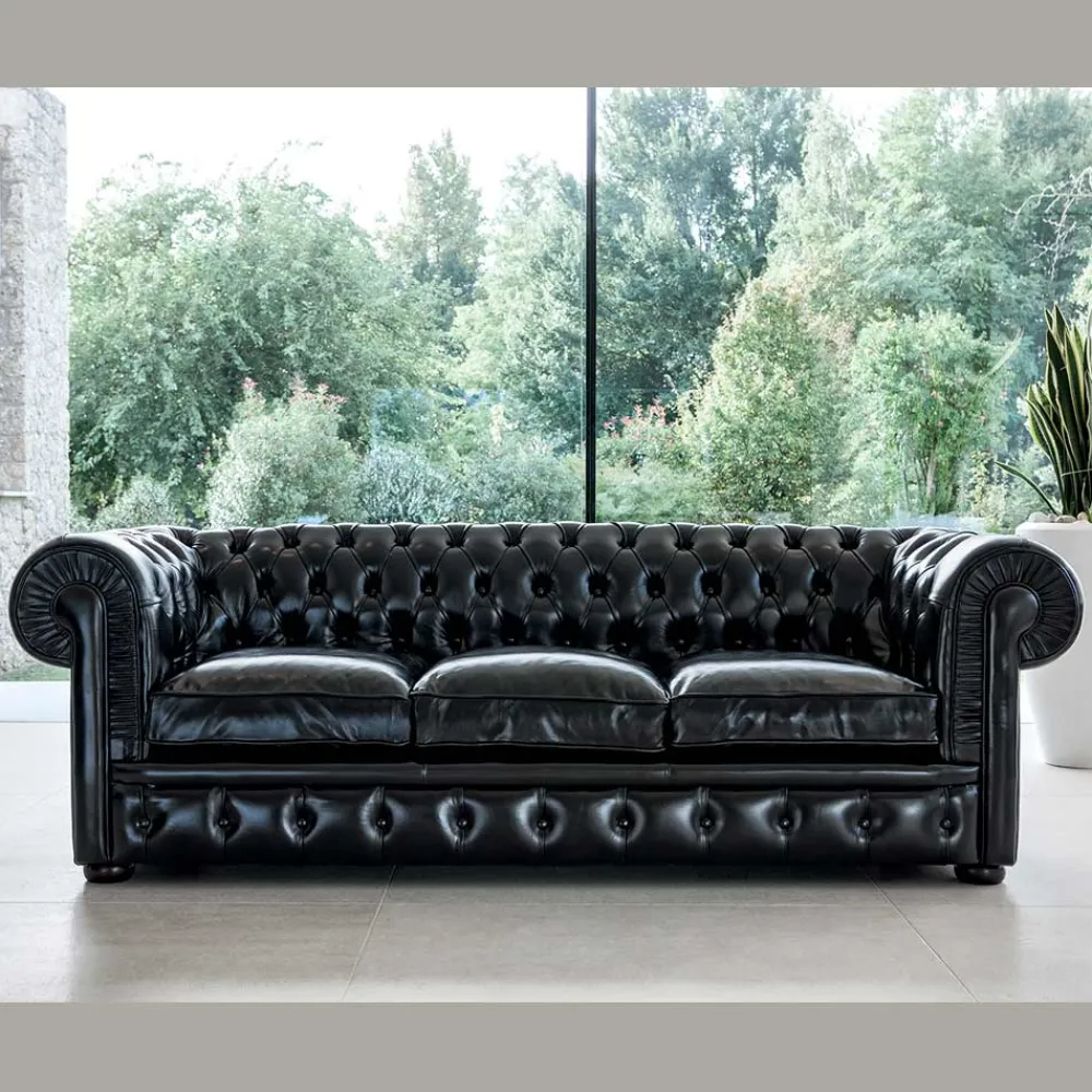 Viadurini Living Moderne Sofas-Klassisches Sofa mit Zwiebelfüßen aus Buchenholz Made in Italy - Spassoso