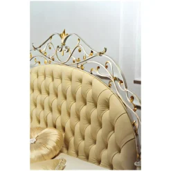 Viadurini Night Design Schmiedeeisen Doppelbetten-Klassisches und prächtiges Doppelbett aus Eisen und Leder, hergestellt in Italien – Laki