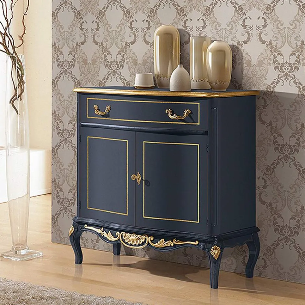 Viadurini Classic Anrichte-Klassisches Wohnzimmer-Sideboard Avio Blau oder Walnussholz Made in Italy - Chantilly
