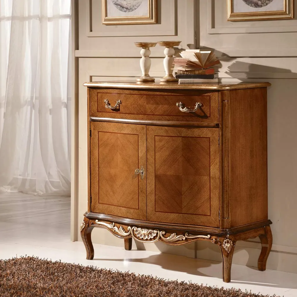 Viadurini Classic Anrichte-Klassisches Wohnzimmer-Sideboard Avio Blau oder Walnussholz Made in Italy - Chantilly