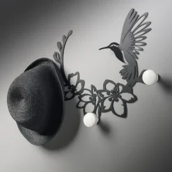 Viadurini Living Wandgarderobe-Kleiderbügel aus Eisen mit Kolibri-Dekoration, hergestellt in Italien – Schlüssel