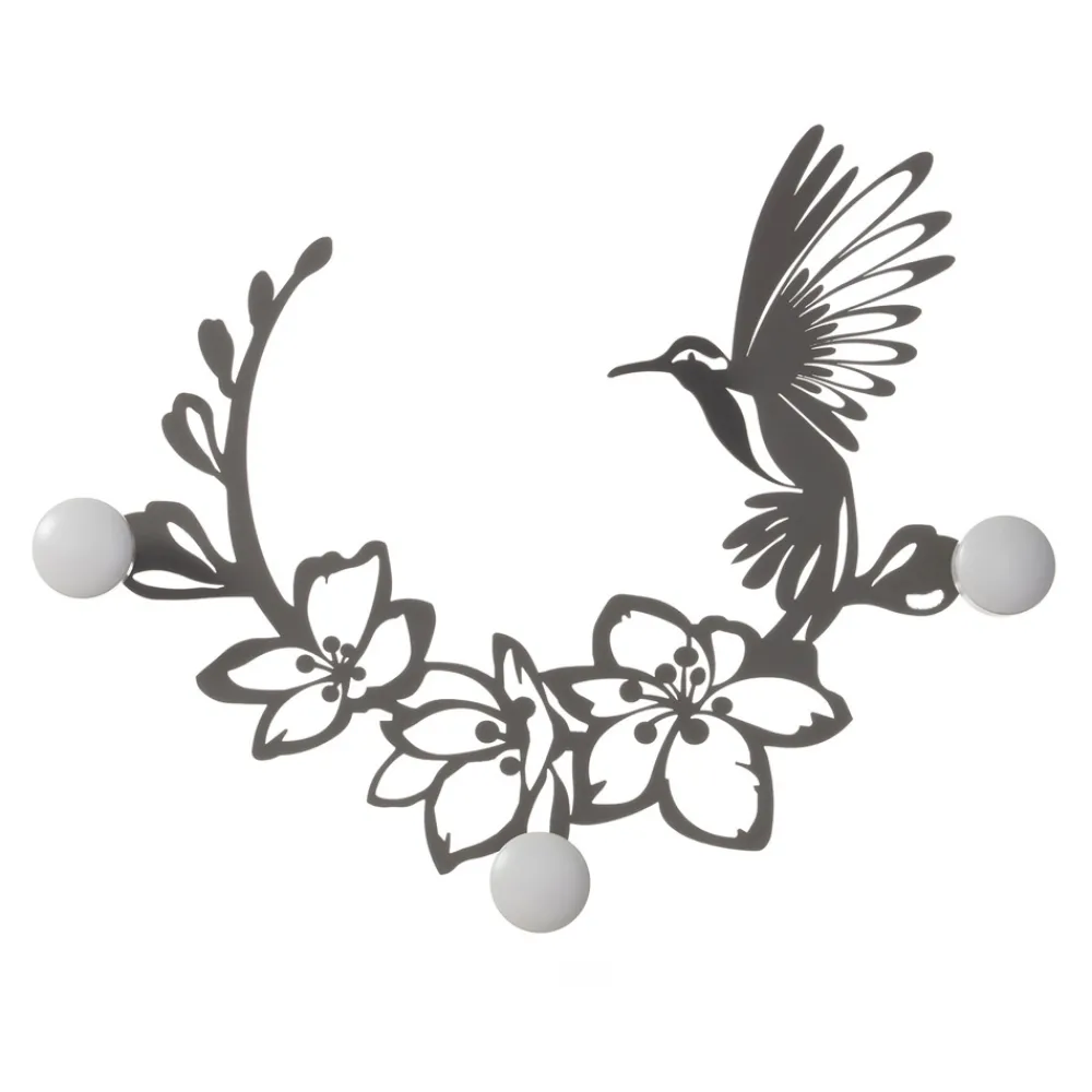 Viadurini Living Wandgarderobe-Kleiderbügel aus Eisen mit Kolibri-Dekoration, hergestellt in Italien – Schlüssel