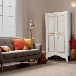 Viadurini Classic Schlafzimmer Schränke-Kleiderschrank aus patiniertem weißem Holz mit 2 Türen, hergestellt in Italien – Agni