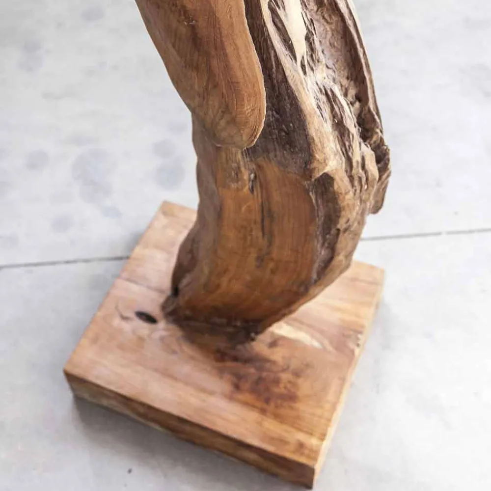 Viadurini Bathroom Garderobenständer|Badetuchhalter-Kleiderständer mit Struktur und Haken aus massivem Teakholz - Tanne