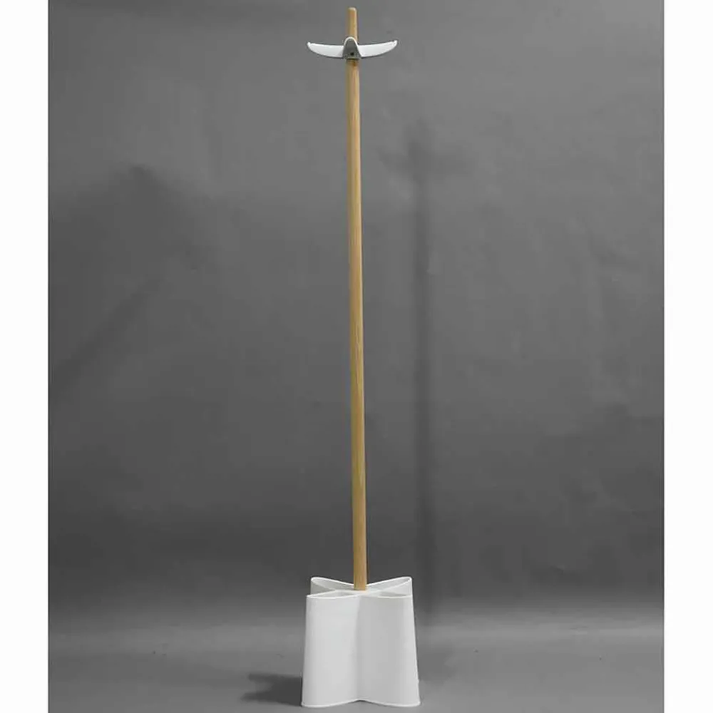 Viadurini Living Garderobenständer-Kleiderständer und Schirmständer aus Buchenholz und Polypropylen Nurri