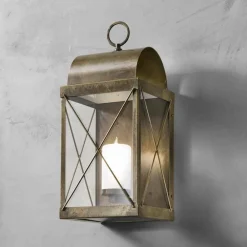 Il Fanale Gartenlaternen-Kleine Wandlaterne Eisen/ Messing mit Kerzenhalter