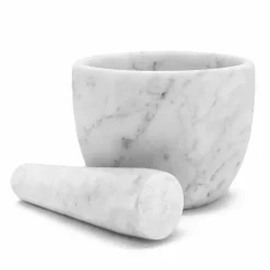Viadurini Kitchen Küchenzubehör-Kleiner Mörser mit Stößel aus weißem Carrara-Marmor Made in Italy - Mirel