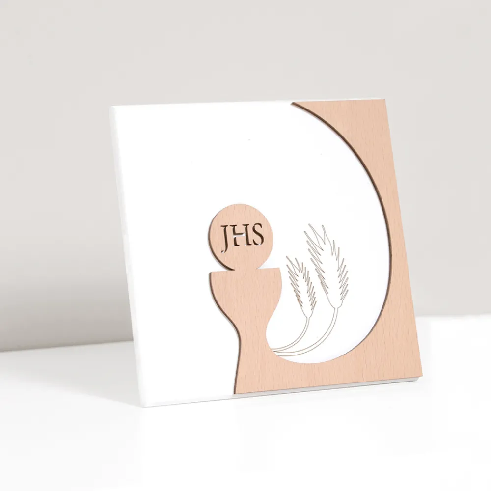 Viadurini Decor Religiöse Bilder-Kleines Bild mit der Darstellung der Eucharistie, lasergraviert, hergestellt in Italien – Ingrid