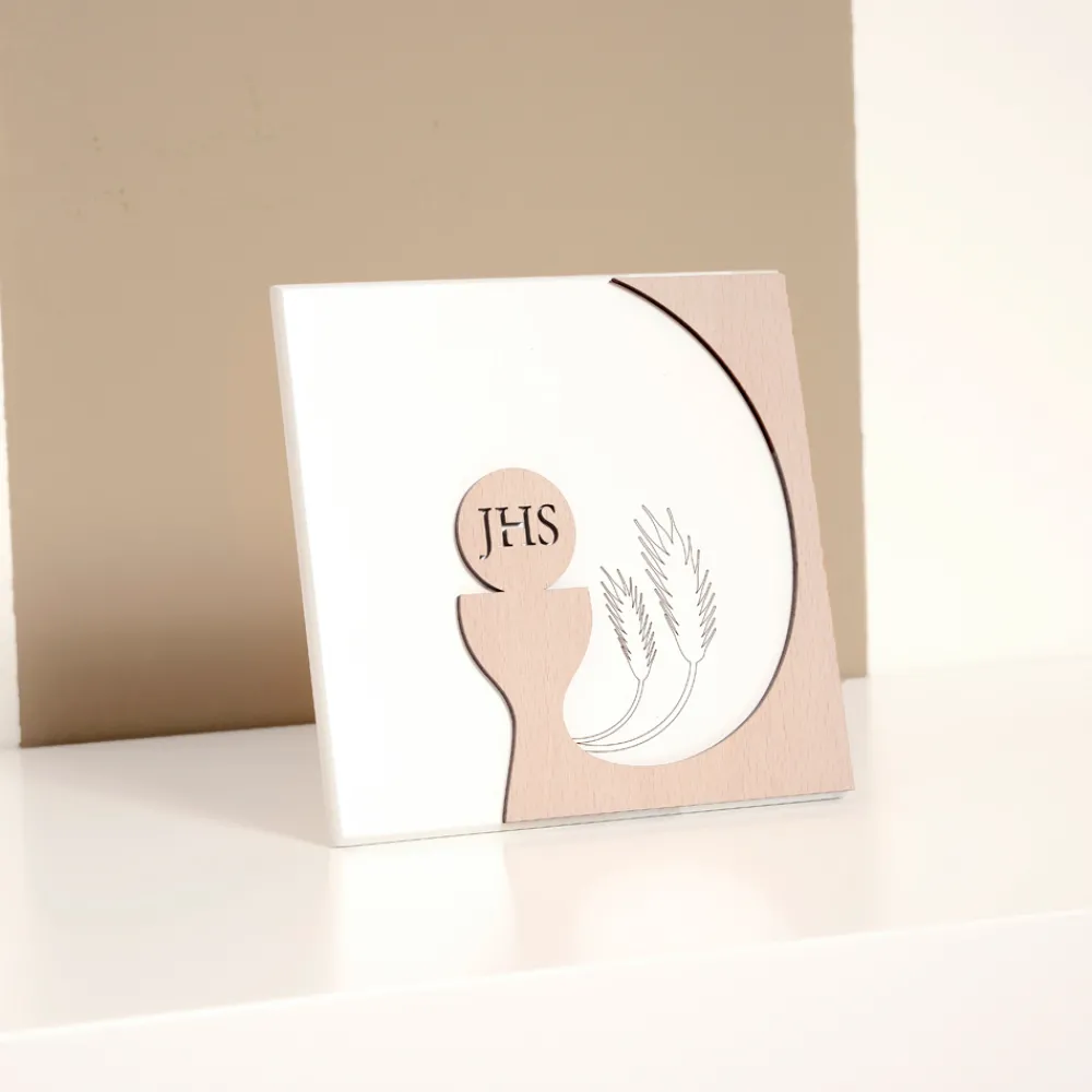 Viadurini Decor Religiöse Bilder-Kleines Bild mit der Darstellung der Eucharistie, lasergraviert, hergestellt in Italien – Ingrid