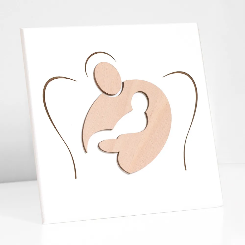 Viadurini Decor Religiöse Bilder-Kleines Bild mit der Lasergravur „Sweet Embrace“, hergestellt in Italien – Angelica